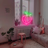 Peach with Green Leaves LED neon sign
