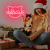 Custom Name in Cat Silhouette LED neon sign