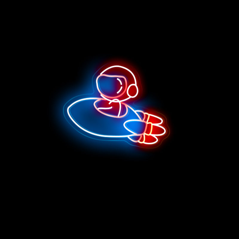 Astronaut Flying in Rocket LED neon light