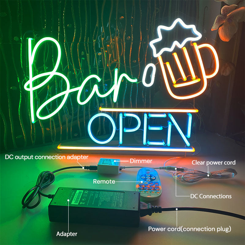 Bar Open Neon Sign | LED Lights for Cafes & Bars