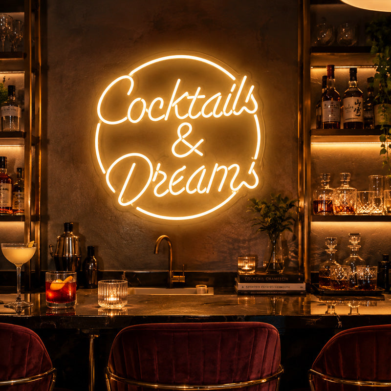 Cocktails & Dreams neon sign