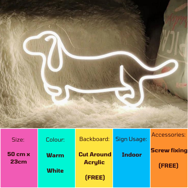 Doghnuts Led Logo Dachshund Sausage Dog LED Sign | Neon Party