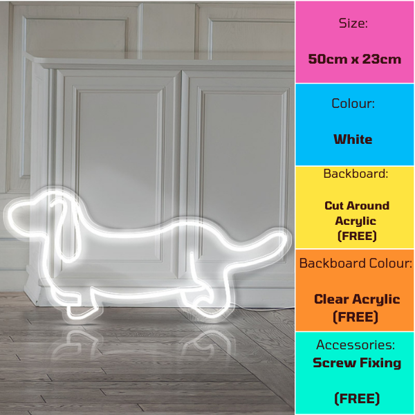 Doghnuts Led Logo Dachshund Sausage Dog LED Sign | Neon Party
