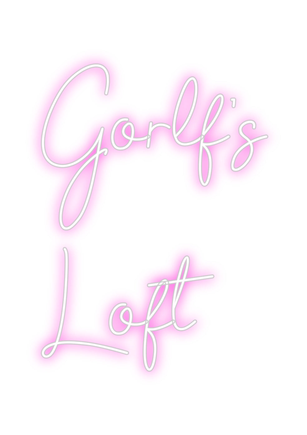 Custom neon sign Gorlf’s 
Loft