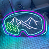 Ski Goggles with Mountains Neon