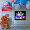 Colourful Happy Birthday Cake with Canndles Neon Light