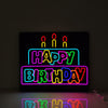 Colourful Happy Birthday Cake with Canndles Neon Light