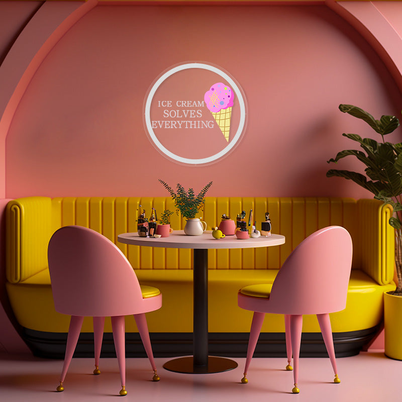 Ice cream solves everything  3D Neon Signs