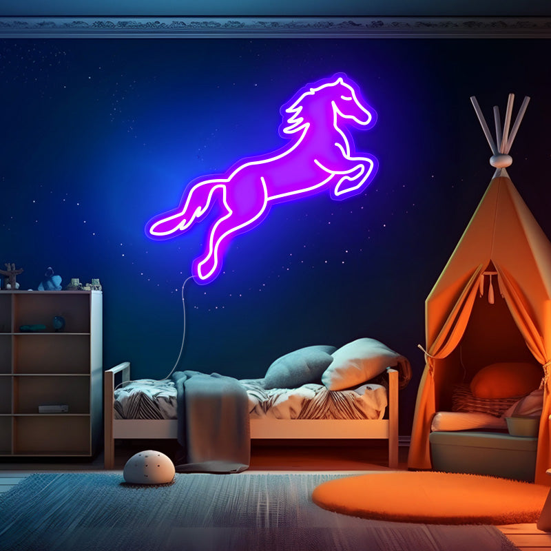 Jumping horse neon art
