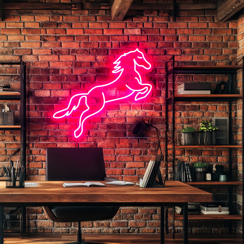 Jumping horse neon art