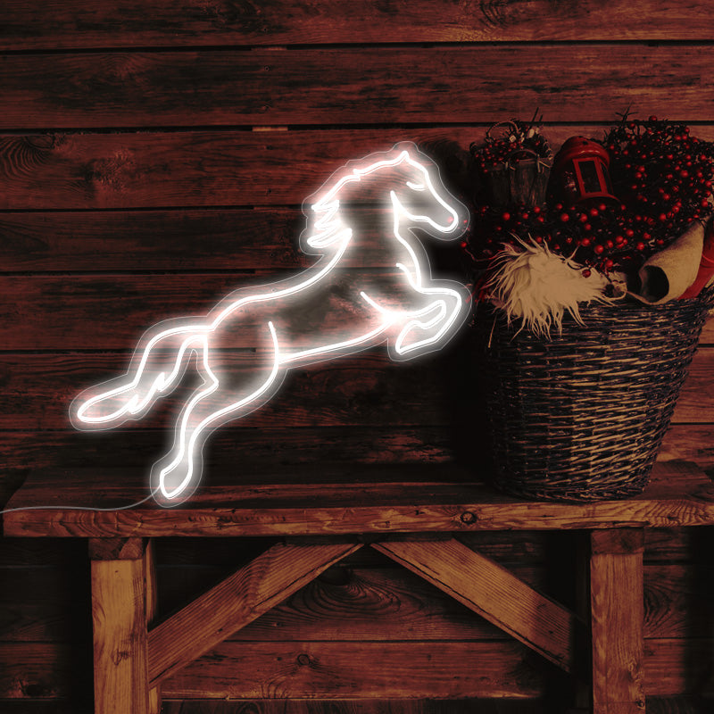 Jumping horse neon art
