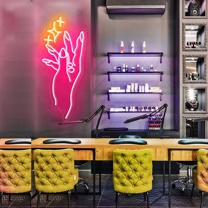 Nail shop wil LED neon light on wall. Neon light produced and hand made by Neon Party Australia