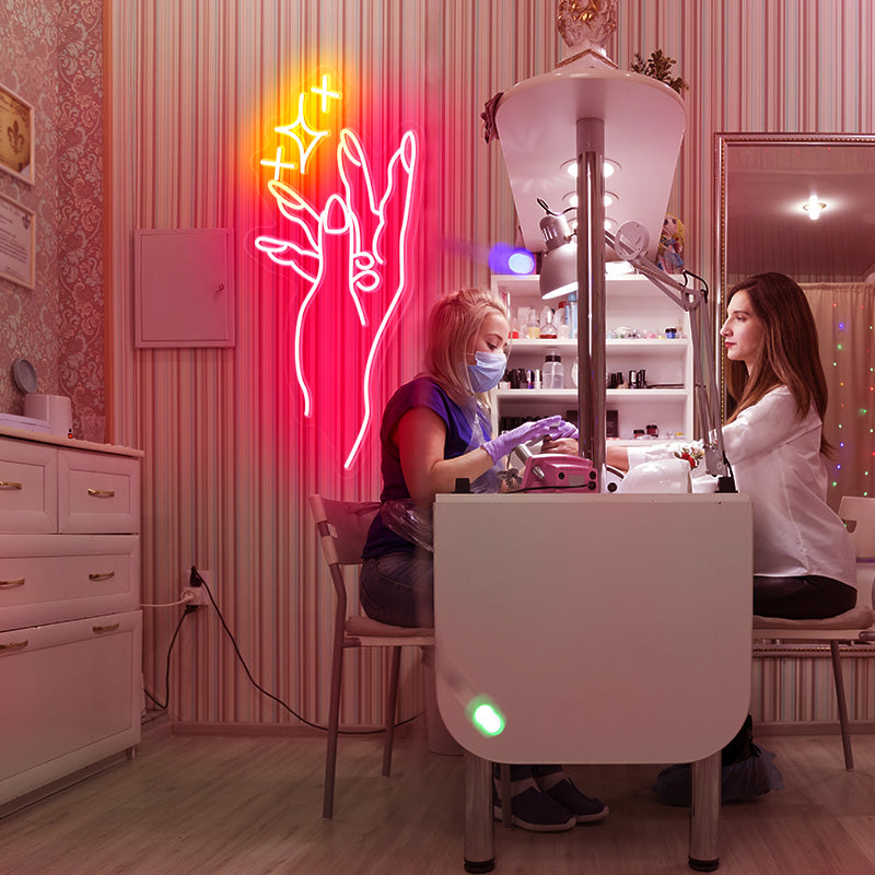 Nail Salon neon light on wall. 