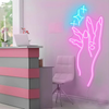 Nail art neon sign. Pink hand with electric blue stars. LED Neon Sign made by Neon Party Australia. 