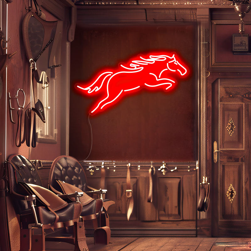 Galloping horse neon sign