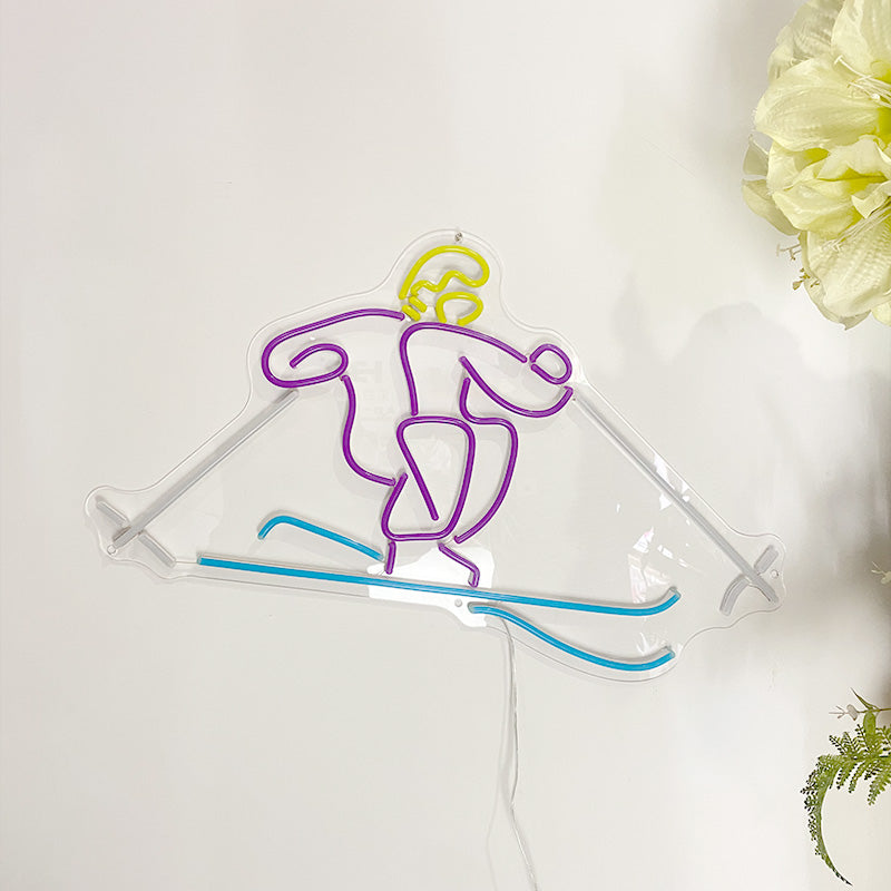 Downhill Skier Neon Sign