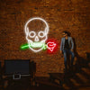 Skull with a rose in the teeth LED neon sign
