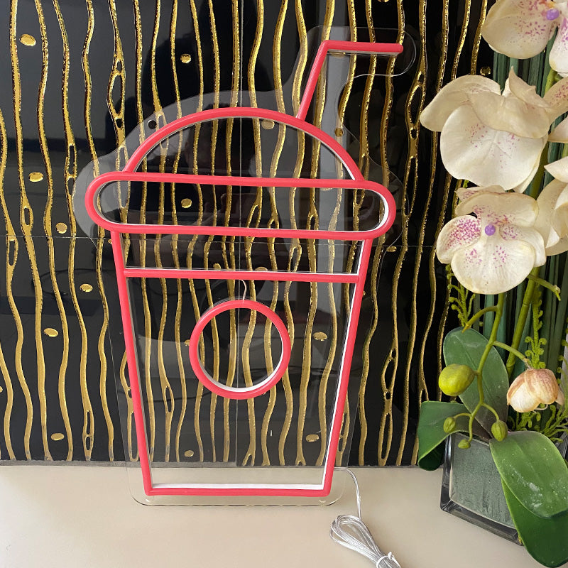 Takeaway Drink Cup with Straw Neon