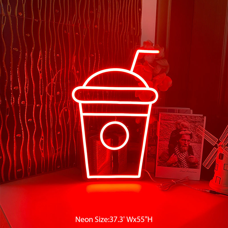 Takeaway Drink Cup with Straw Neon