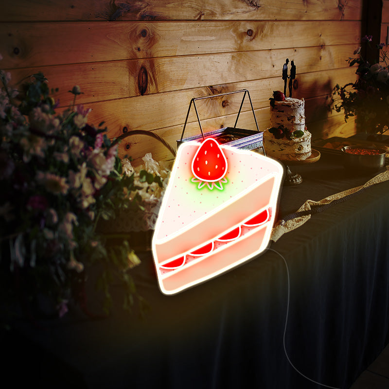 white ice cream cake neon