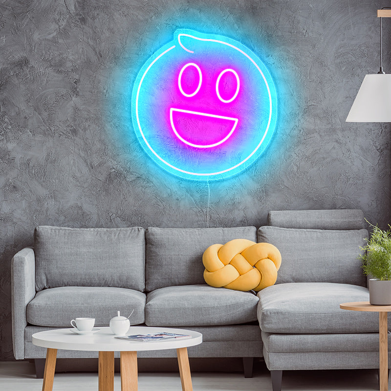 Smiley face with fringe emoji LED neon sign