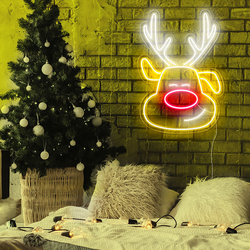 Cute Reindeer Neon Wall Art