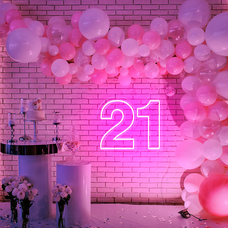21 Twenty-First Birthday Neon Sign