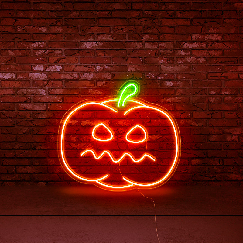 Pumpkin carving creative neon lights