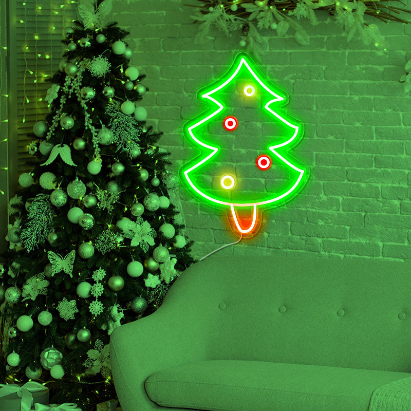 Small Cute green Christmas tree Neon