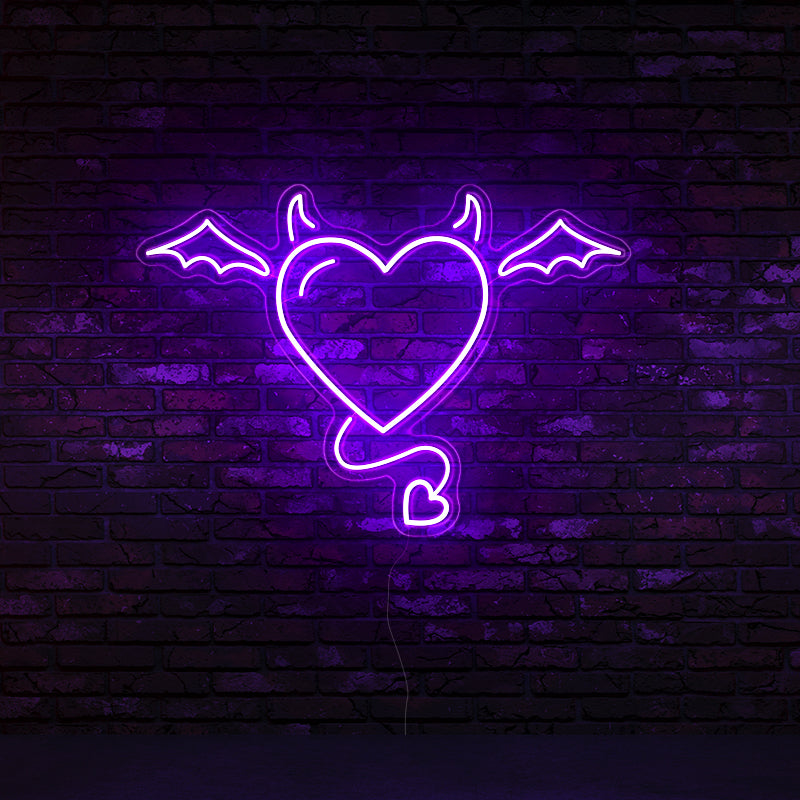 Devil Heart Halloween Neon Sign