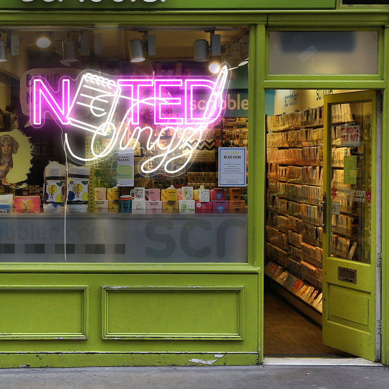 Neon bookshop signs