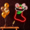 Red Christmas Stocking Neon Sign Decoration