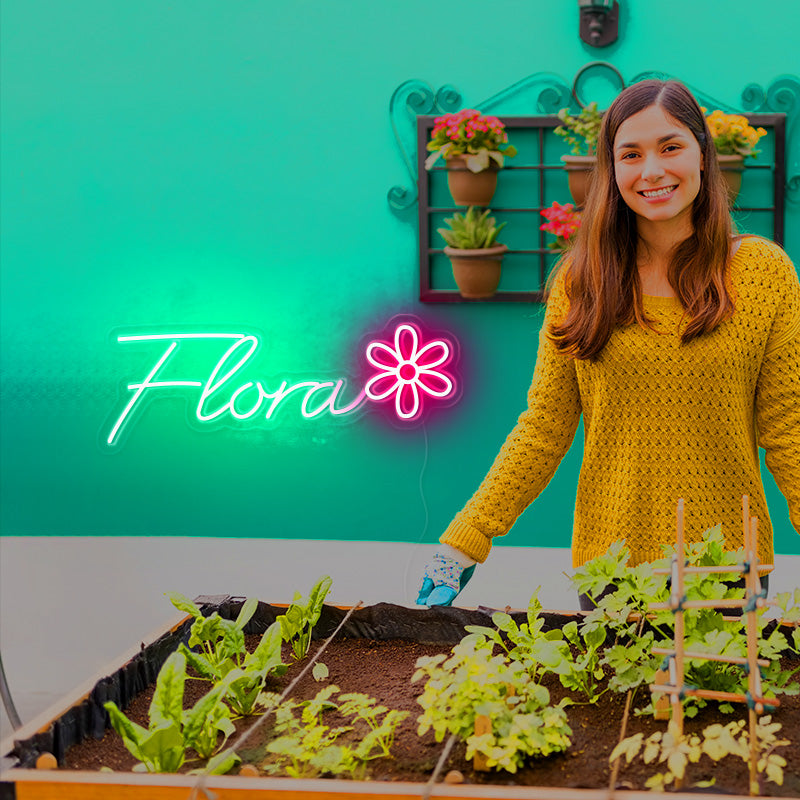 Custom Name With Flower Neon Sign