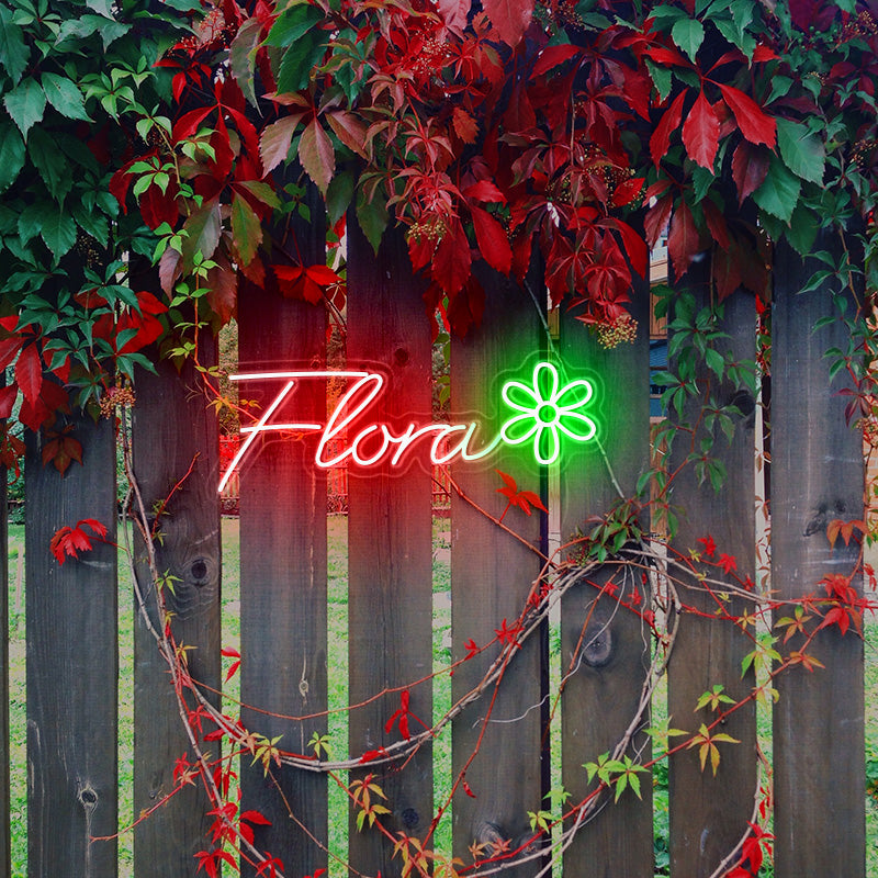 Custom Name With Flower Neon Sign