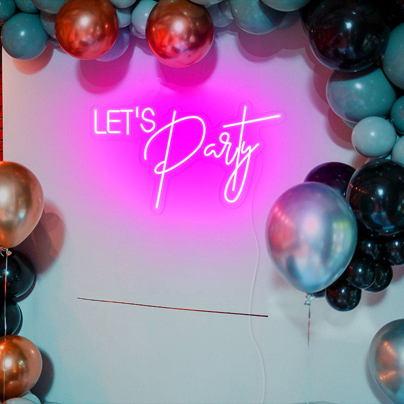 "let's party" glow neon theme decoration