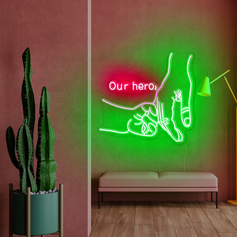 Our Hero led neon lights