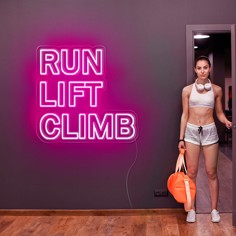 Run Lift Climb Neon Sign