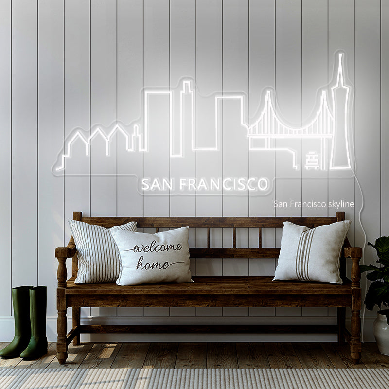 San Francisco skyline neon