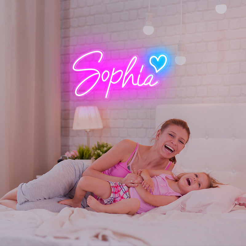 LED Name with Cute Heart neon sign