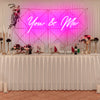 You & Me pink wedding sign