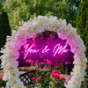 You & Me pink wedding sign