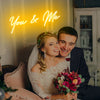 You & Me pink wedding sign