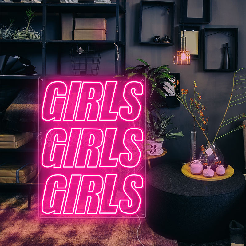 girls girls girls neon sign for bedroom