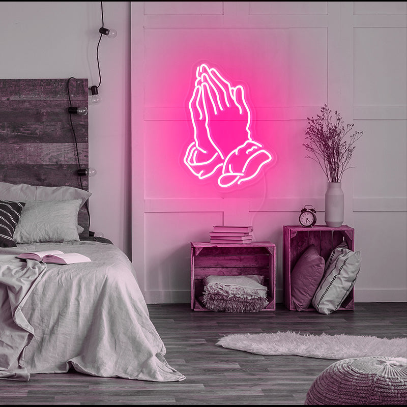 Praying Hands Neon Sign