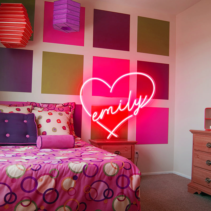 Customisable name in heart LED neon sign