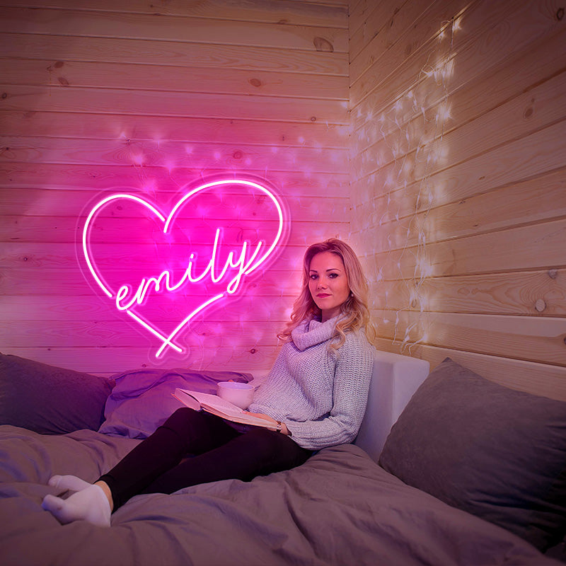 Customisable name in heart LED neon sign