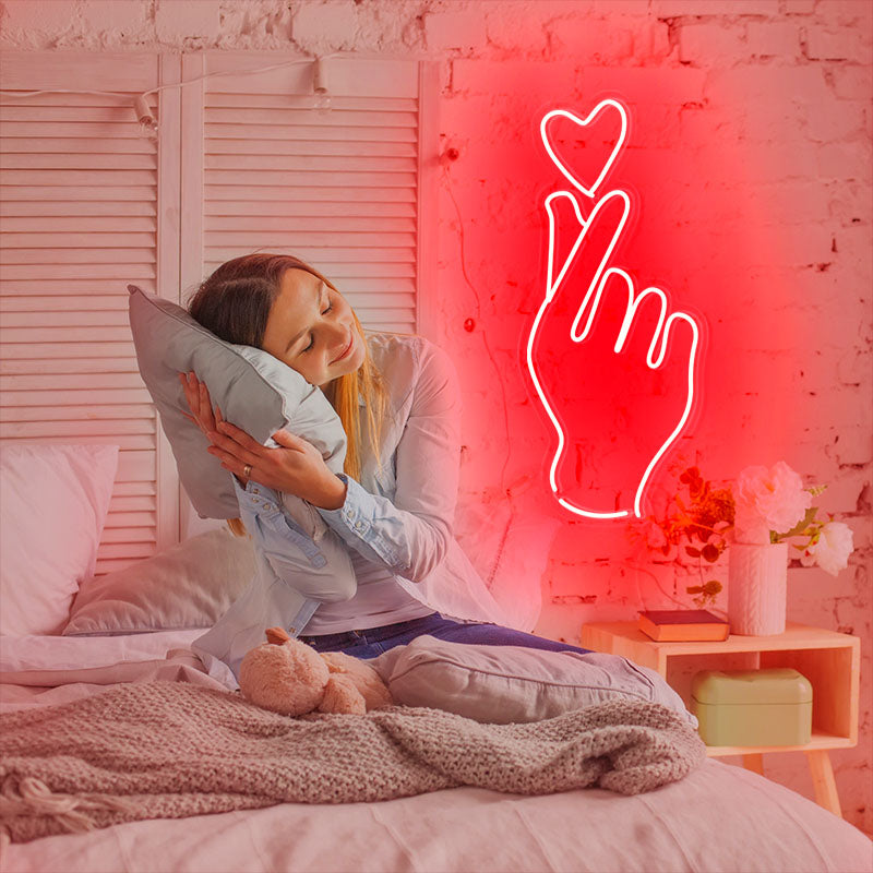 Finger heart neon light signs