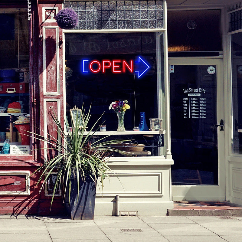 Open Sign with Arrow