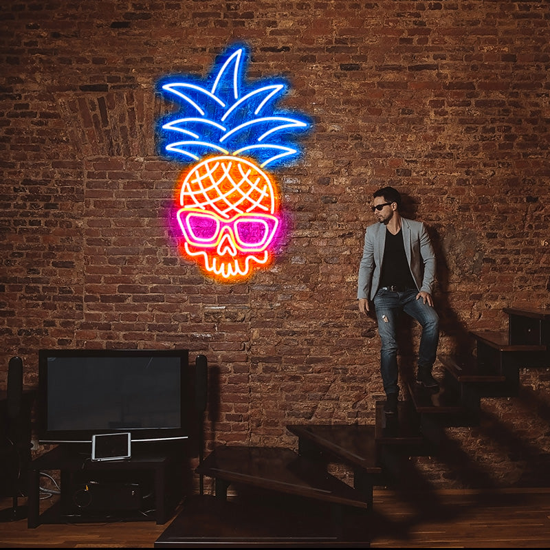 Pineapple Skull Neon Sign