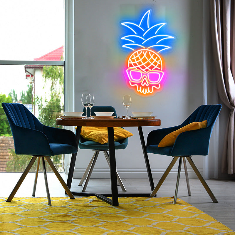 Pineapple Skull Neon Sign